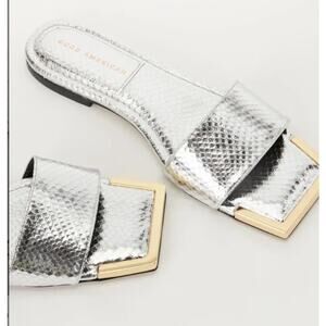 Good American Women's Silver Snake Print Slide Sz 6.5